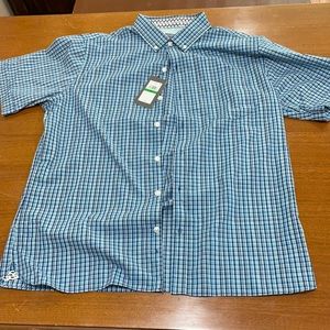 Van Heusen Never Tuck/Slim Fit button up L 16-16.5